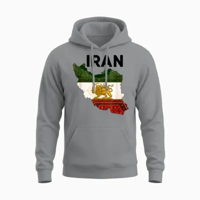 Freie Iran Löwe Und Sonne Flagge - Persisches Erbe Symbol Design Unisex Hoodie - Sport Grey