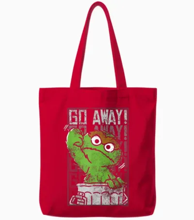Sesame Street Oscar the Grouch Go Away Tote Bags - Red