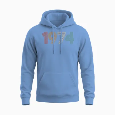 Vintage 1974, Birthday Tshirts Unisex Hoodie - Carolina Blue
