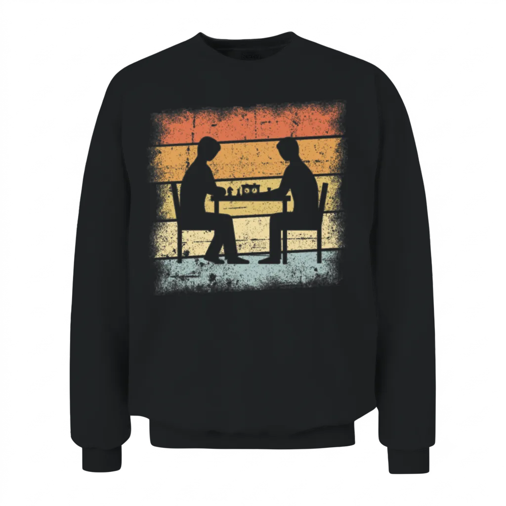 Chess Game Retro Design Unisex Sweatshirt - Black