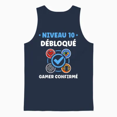 Enfant Gamer Niveau 10 Ans Geek Humour Anniversaire 10 Ans Unisex Tank Top - Navy
