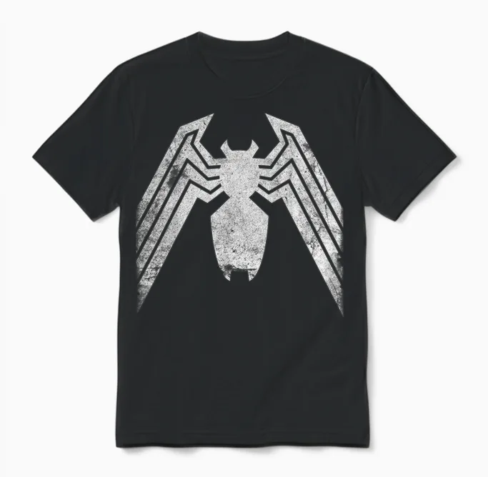 Marvel Comics Retro Classic Venom Distressed Emblem Unisex T-Shirt in Black
