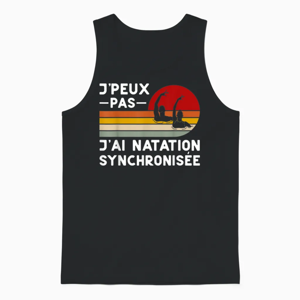Je Peux Pas J'ai Swimming Synchronized Humour Coach Swimmer T-Shirt, Black, S Unisex Tank Top in Black