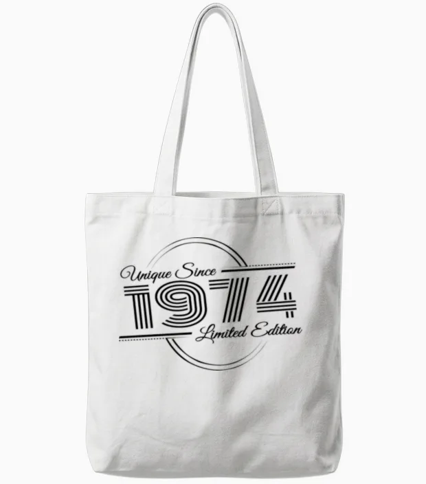 Uniquely Retro Since Vintage 1974 Tote Bags in White