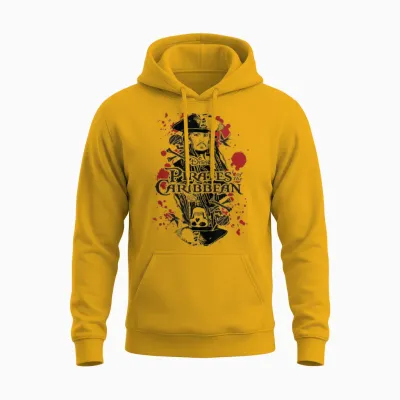 Pirates of the Carribean Jack Sparrow Splatter T-Shirt, White, S Unisex Hoodie - Gold