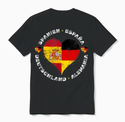 Spanien Deutschland Flaggen Stolze Spanisch Deutsch Fans Unisex T-Shirt - Black