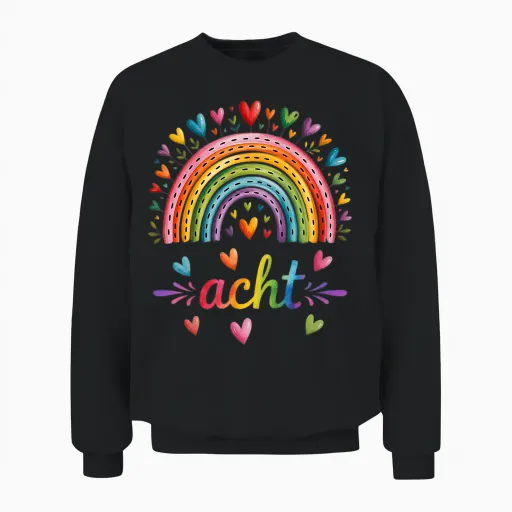 Rainbow Hearts 8th Birthday 8 Years Girls Unisex Sweatshirt - Black