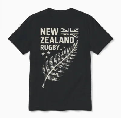 New Zealand Rugby Silver Fern Unisex T-Shirt - Black