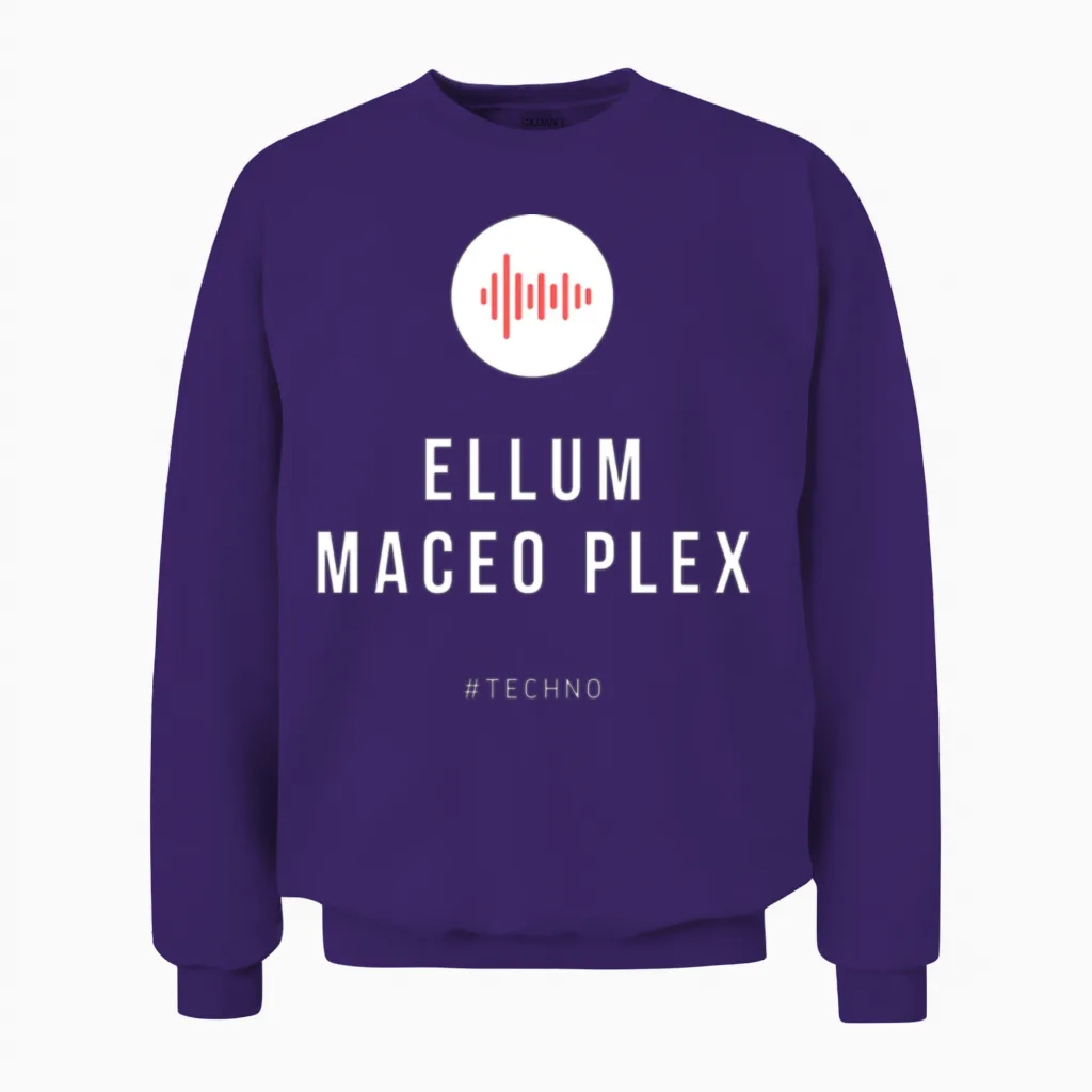 Ellum Maceo Plex Tshirt Techno Funny Unisex Sweatshirt in Purple