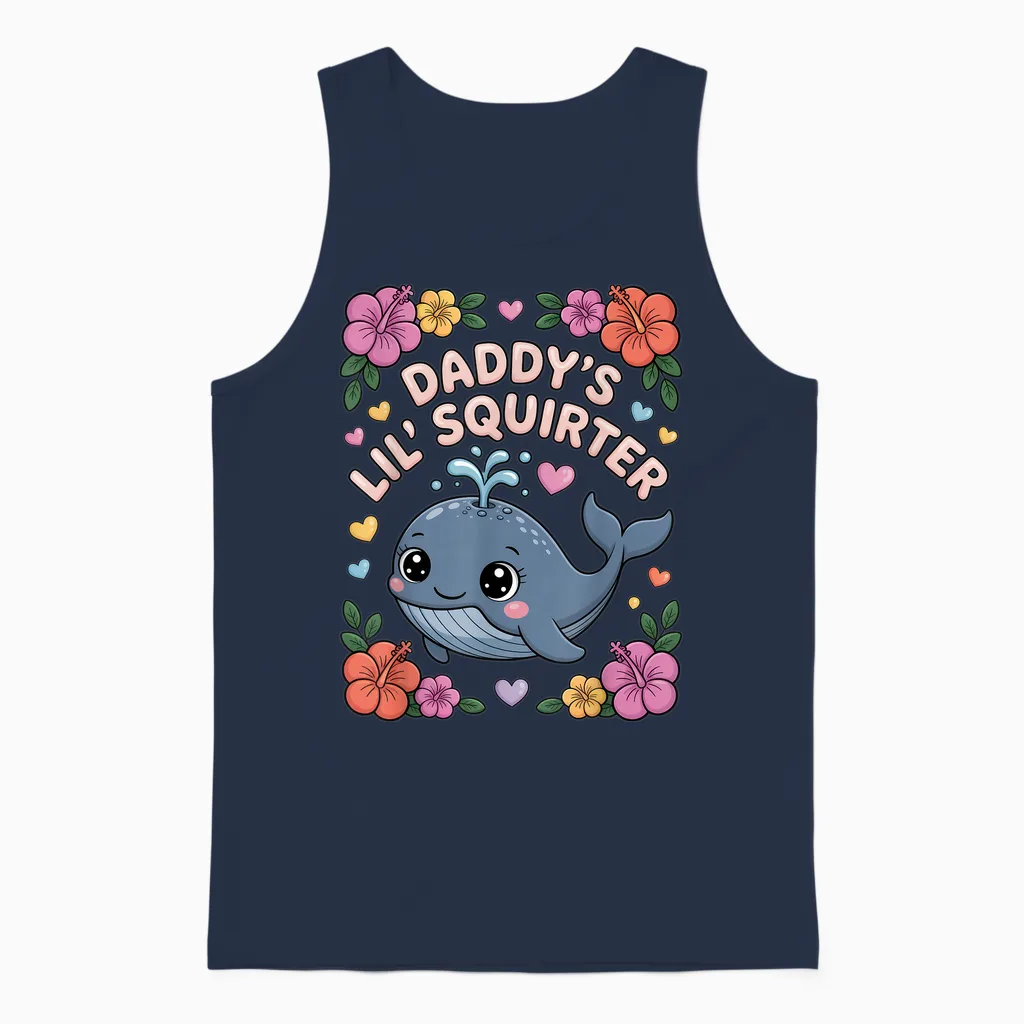 Daddys Little Squirter Funny Unappropriate Adult Humor Women Unisex Tank Top in Navy