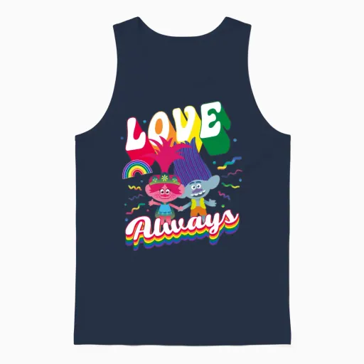 Trolls Love Always Rainbow Colours Unisex Tank Top in Navy