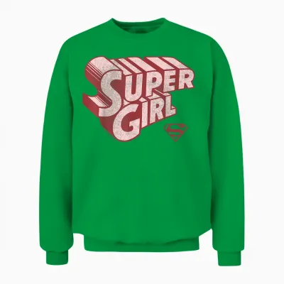 Dc Comics Supergirl Retro Logo Unisex Sweatshirt - Irish Green