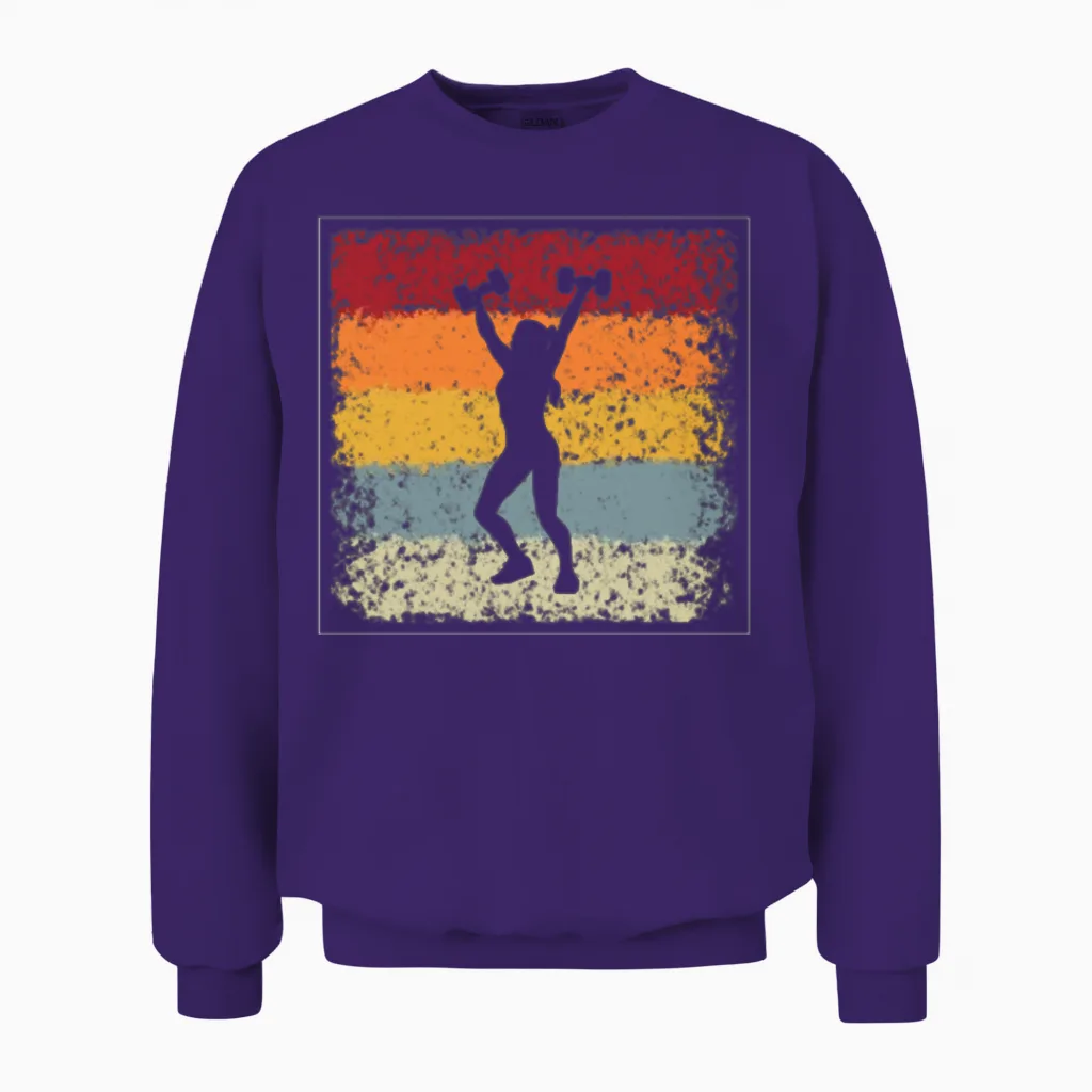 Fitness Girl Retro - Gym & Lifting Unisex Sweatshirt in Purple
