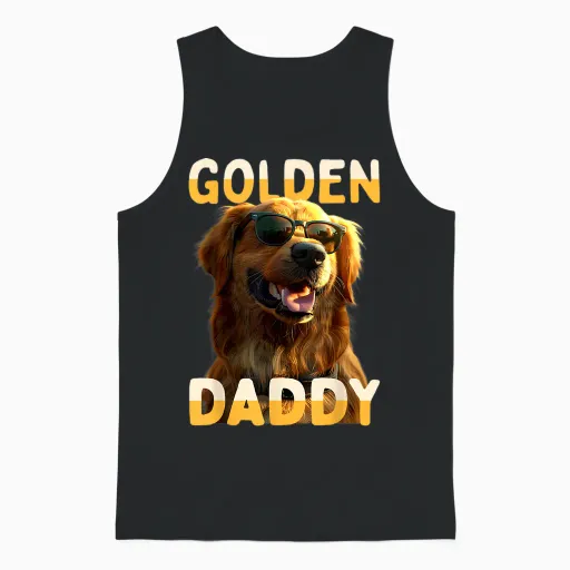 Golden Daddy Dad Father's Day Dad Golden Retriever Dad Unisex Tank Top - Black