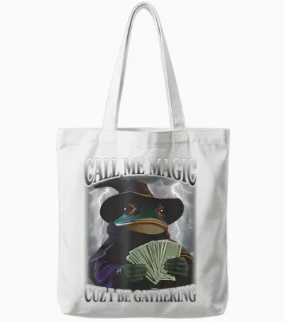 Call Me Magic Cuz I Be Gathering Funny Frog Money Mage Gamer Tote Bags - White