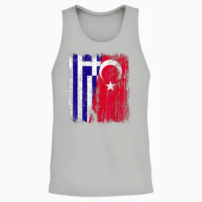 Griechenland Türkei Halbflagge Türkei Griechisch Türkisches Erbe Unisex Tank Top - Ash