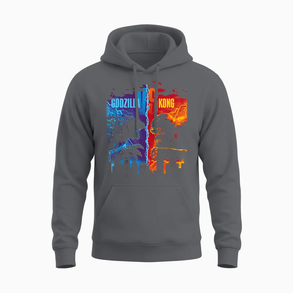 Godzilla X Kong T-Shirt, Unisex-Adults, Short Sleeve, Black, Small Unisex Hoodie in Charcoal