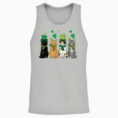 St Patricks Day Cats Irish Kitten Saint Paddy Men Women Unisex Tank Top - Ash