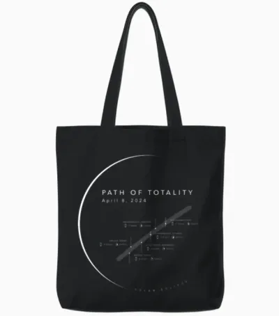 Total Eclipse 2024 Path of Totality Tote Bags - Black