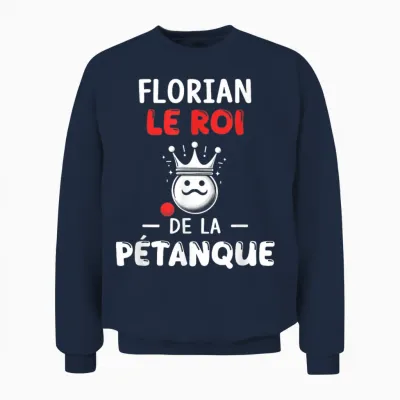 Personalised Gift Man Name Florian Petanque Humour T-Shirt, Black, S Unisex Sweatshirt - Navy