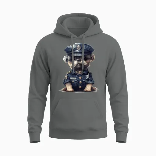 Police Dog Puppy in Police Dog Uniform Unisex Hoodie - Graphite Heather