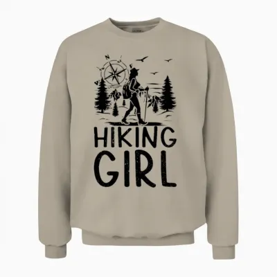 Hiking Girl Hiking Lover Mountain Hiking Unisex Sweatshirt - Sand
