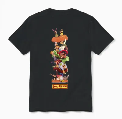 Bob's Burgers Group Shot Burger Stack Unisex T-Shirt - Black