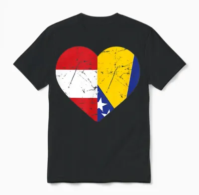 österreichische Flagge Bosnische Flagge österreich Bosnien Unisex T-Shirt - Black