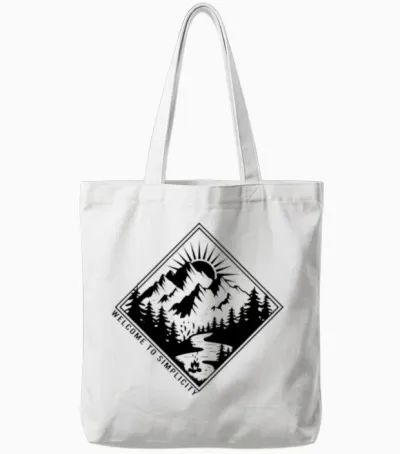 Hiking Mountain Camping Welcome to Simplicity Tote Bags - White