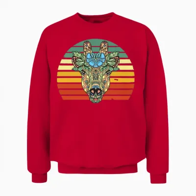 Giraffe Retro Art Unisex Sweatshirt - Red