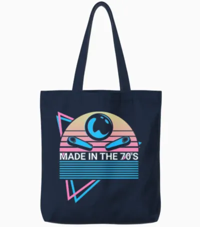 Pinball Machine Retro Tote Bags - Navy
