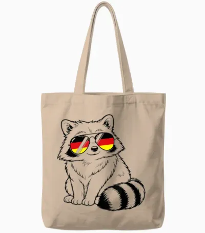 Deutsche Flagge Waschbär Deutsch Deutschland Waschbären Tote Bags - Natural