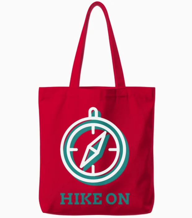 Hike on Hiking & Outdoors Gift Tote Bags in Red