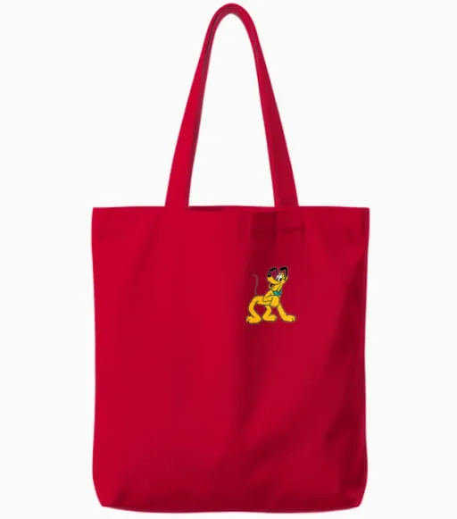 Disney Pluto Retro Pose Pocket Logo Tote Bags - Red