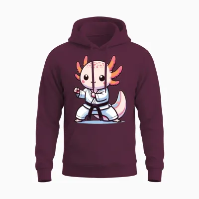 Sports Axolotls Martial Arts Karate Axolotl Unisex Hoodie - Maroon