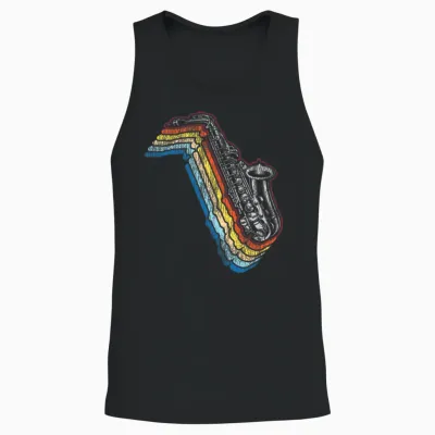Saxophone Retro Vintage Unisex Tank Top - Black