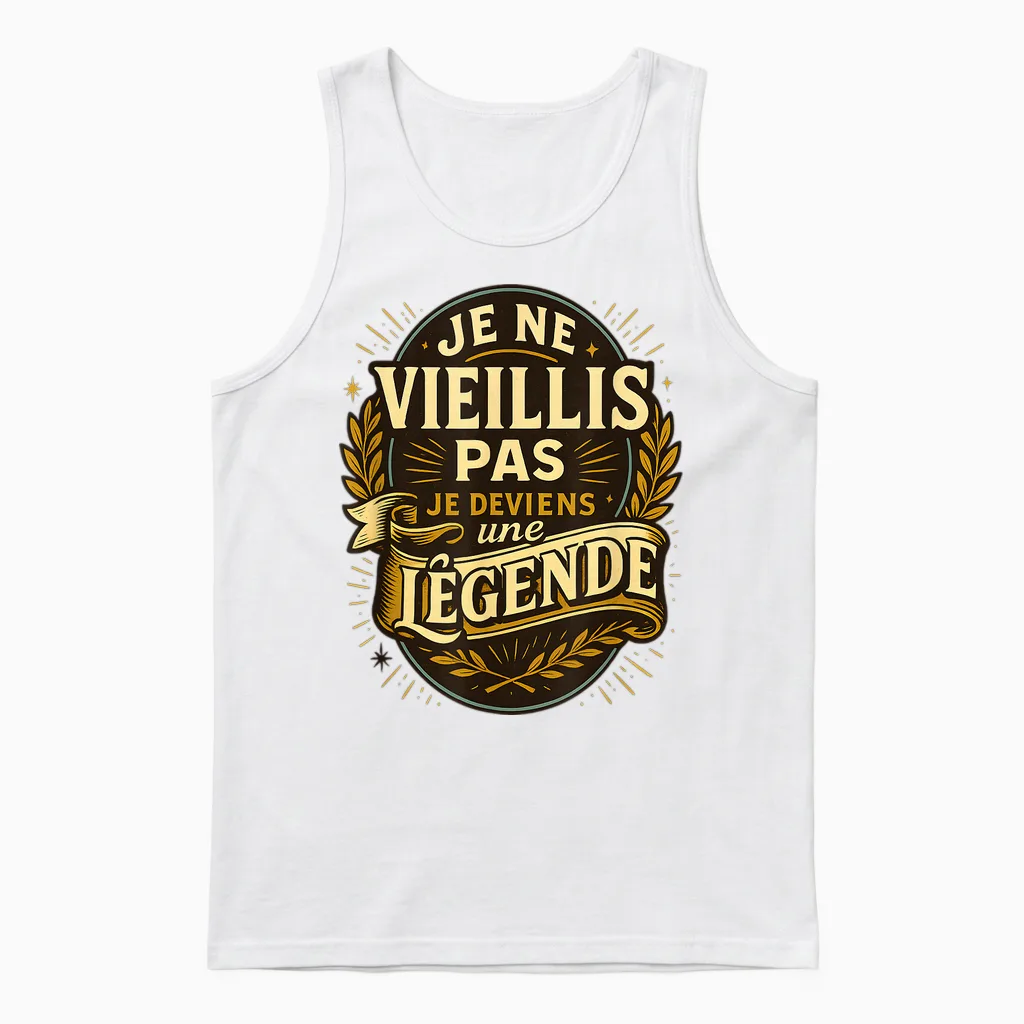 Humour Je Ne Vieillis Pas Je Deviens Une Légende Unisex Tank Top in White