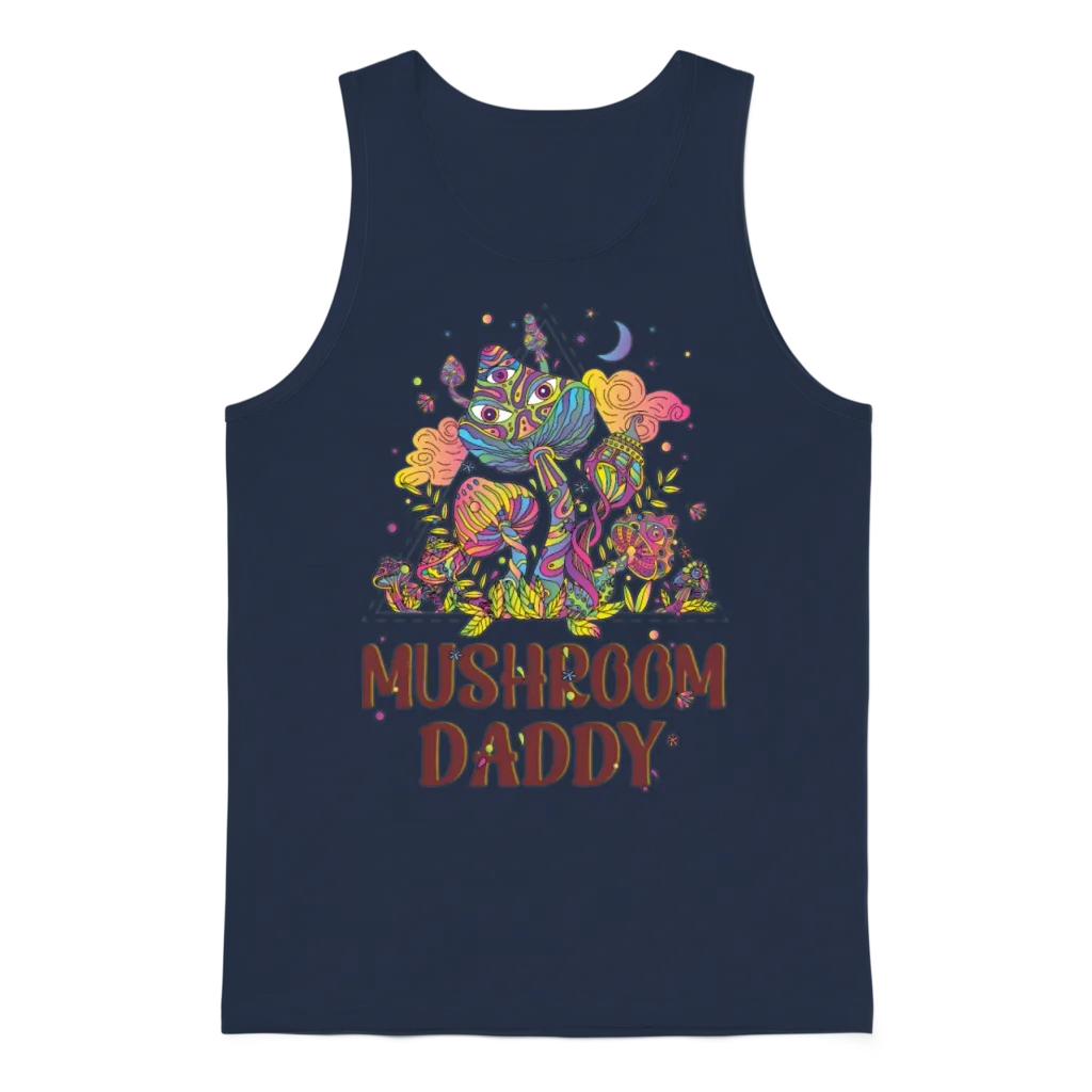 Retro Mushroom Daddy โ Dad Gift Unisex Tank Top - Navy