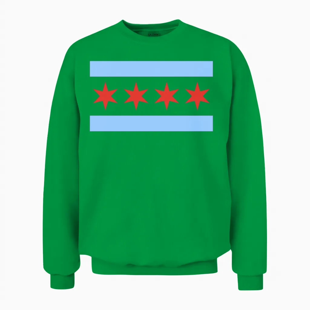 Chicago Flag Classic City of Chicago Unisex Sweatshirt - Irish Green