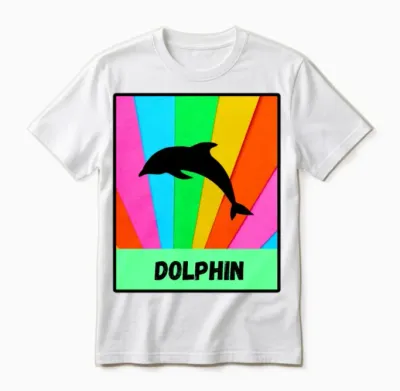 Dolphin Rainbow Retro Classic Unisex T-Shirt - White