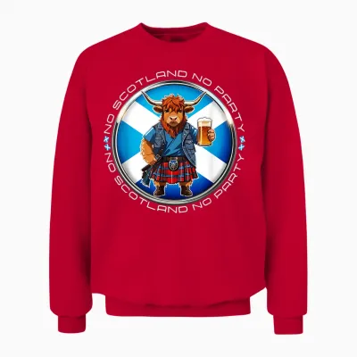 No Scotland No Party Scottish Pride Scotland Highland Cow Unisex Sweatshirt - Red