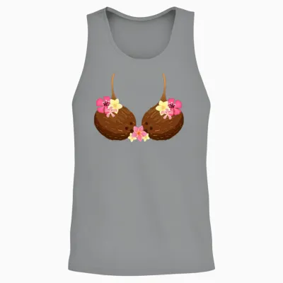 Funny Coconut Bra with Hawaiian Tropical Flowers Unisex Tank Top - Sport Grey