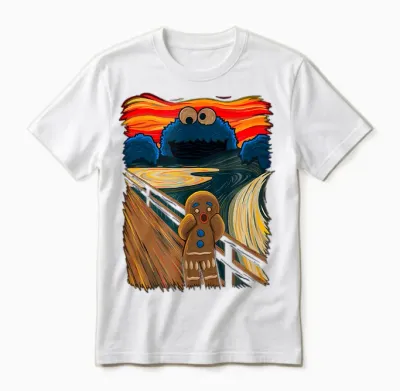 Cookie Muncher the Scream Munch Monster Joke T-Shirt, Black Unisex T-Shirt - White