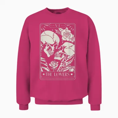 The Lovers Tarot Card Skeletons Kissing in Love Unisex Sweatshirt - Heliconia