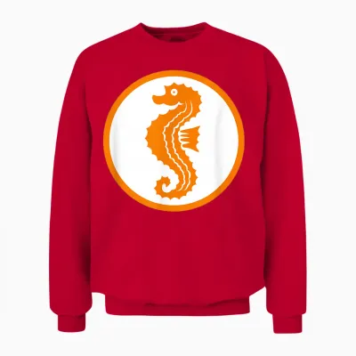 Seahorse Swimming Badge Early Swimmer Retro Swimming T-Shirt, White Unisex Sweatshirt - Red