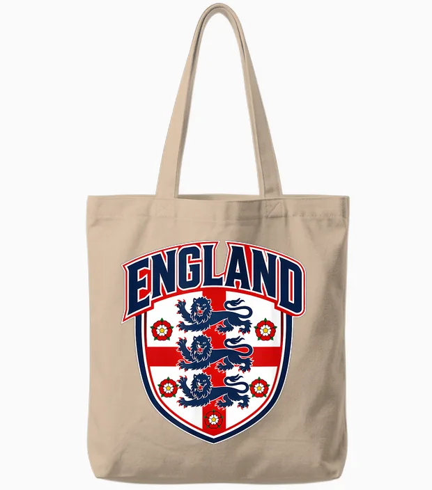 England Flag Vintage T-Shirts for Men Women Kids Patriotic Tote Bags in Natural