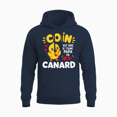 Enfant Coin Fête Des Pères Humour Canard Je T'aime Papa Unisex Hoodie - Navy
