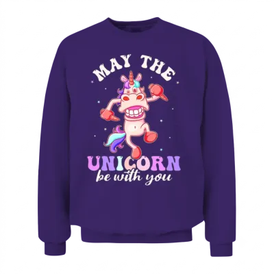 Funny Mythical Creatures, Dinosaurs, Funny Unicorn Unisex Sweatshirt - Purple