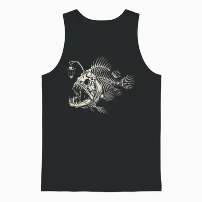Poisson-Pêcheur Squelette Effrayant Océan Unisex Tank Top - Black