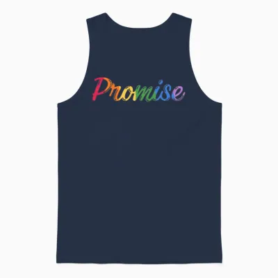 God's Promise Rainbow Graphic Unisex Tank Top - Navy